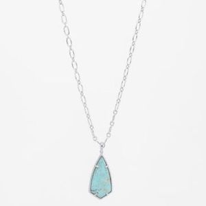 NWT! Kendra Scott Camry Long 30”Pendant Necklace Phoenix Stone, Sea Green/Silver